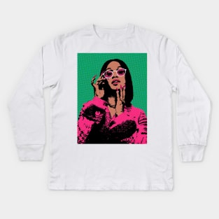 Cardi B pop art Kids Long Sleeve T-Shirt